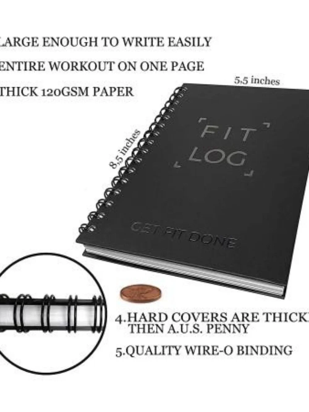'FIT LOG' Spiral Notebook - Black